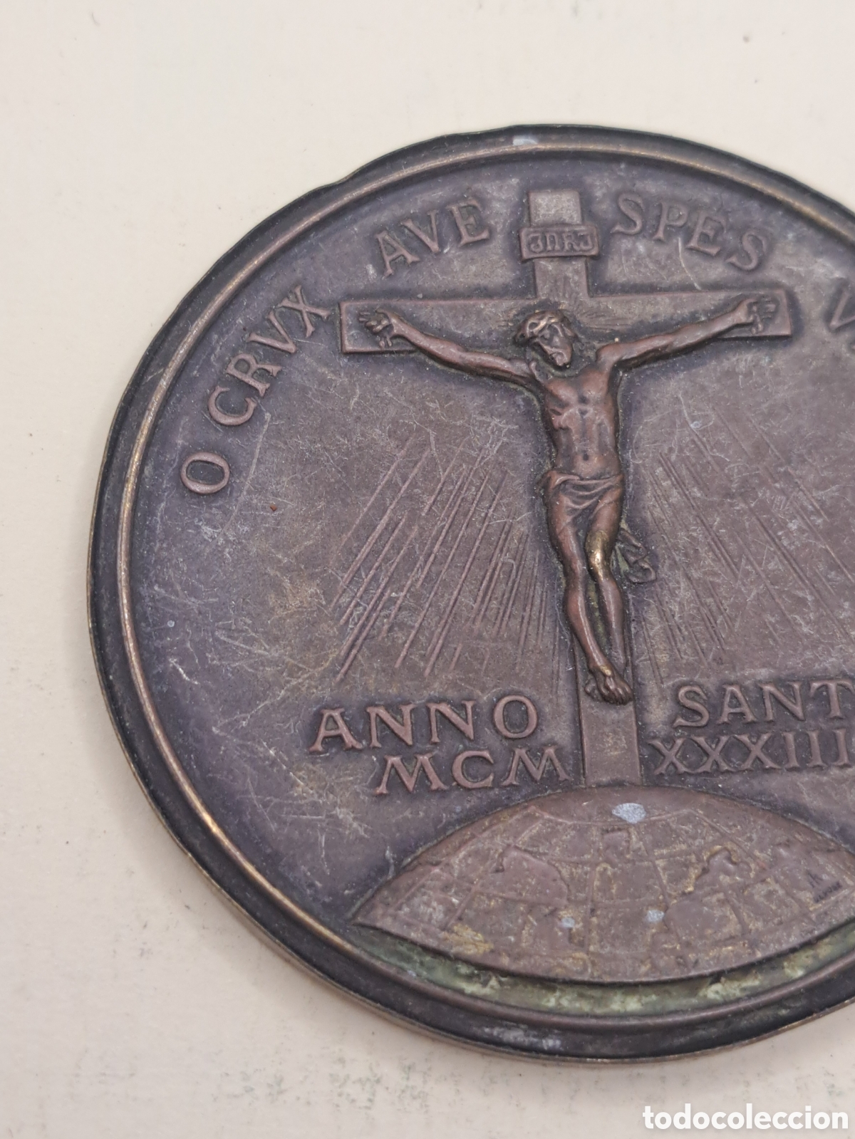 Antig&uuml;edades: Placa en chapa doble de a&ntilde;o santo 1933 - Foto 4