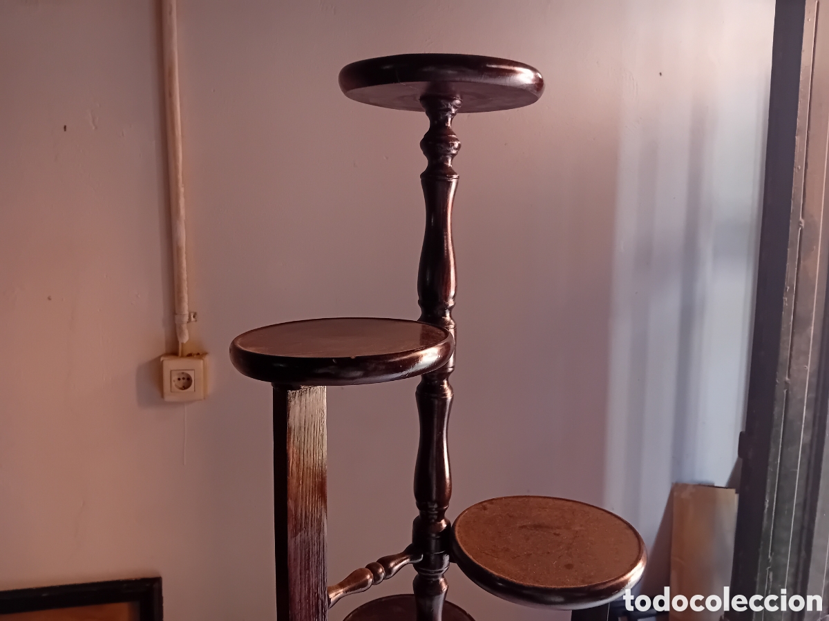 Antig&uuml;edades: Precioso Macetero antiguo madera caoba - Foto 4