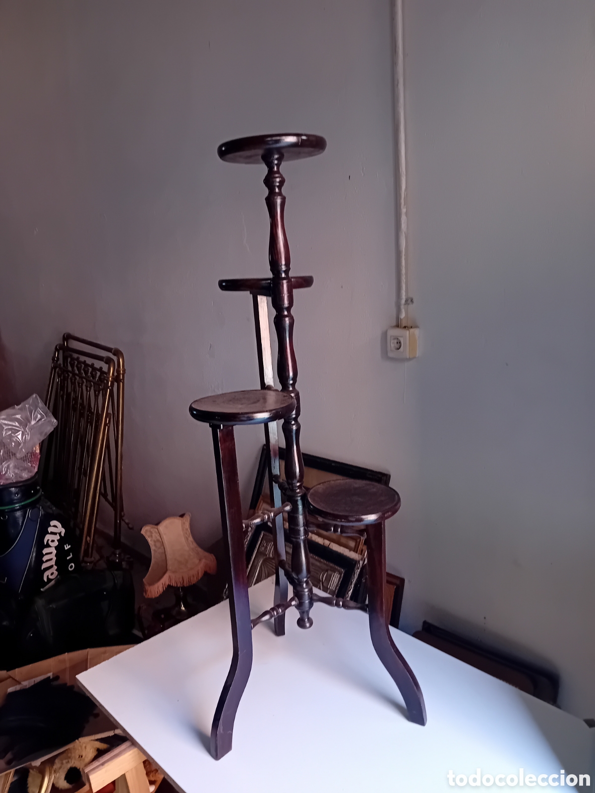 Antig&uuml;edades: Precioso Macetero antiguo madera caoba - Foto 6