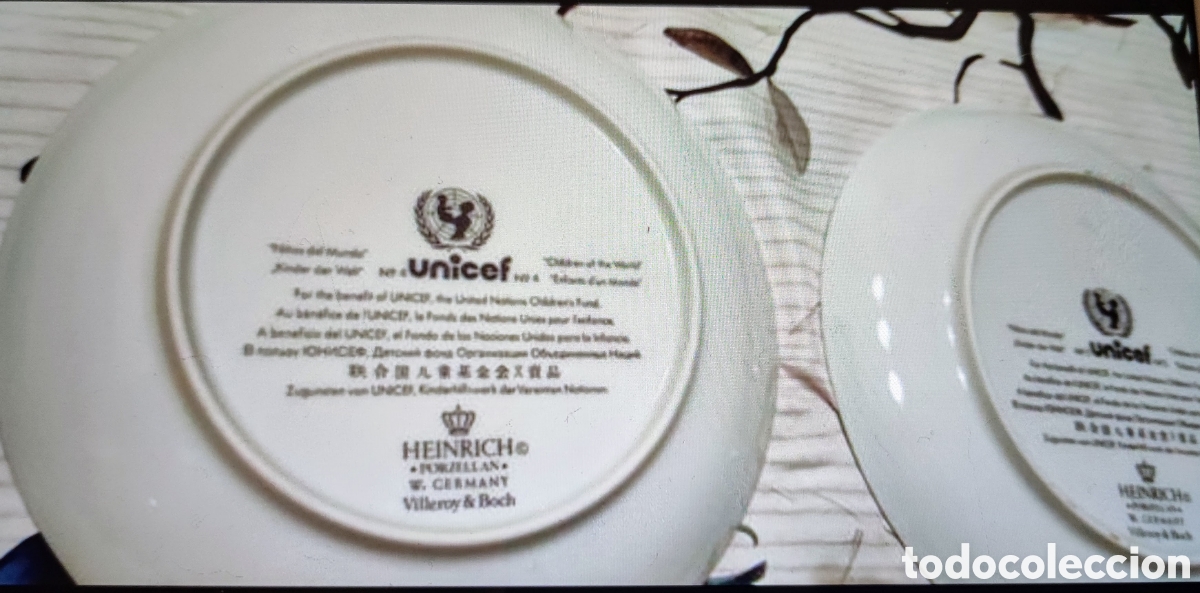 Antig&uuml;edades: 4 platos de postre colecci&oacute;n UNICEF - Foto 8