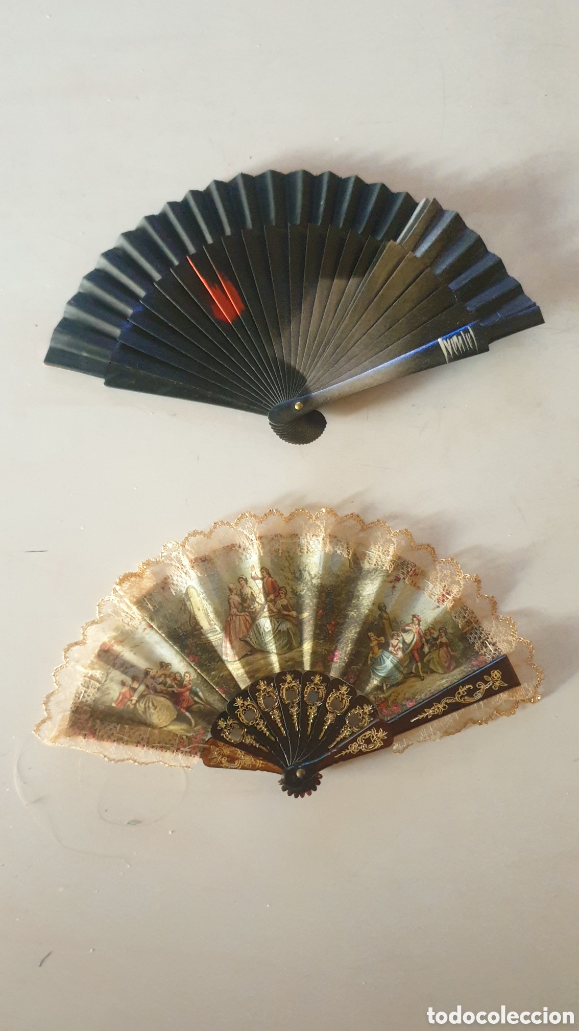 Antig&uuml;edades: PAREJA ABANICOS MINI - Foto 1