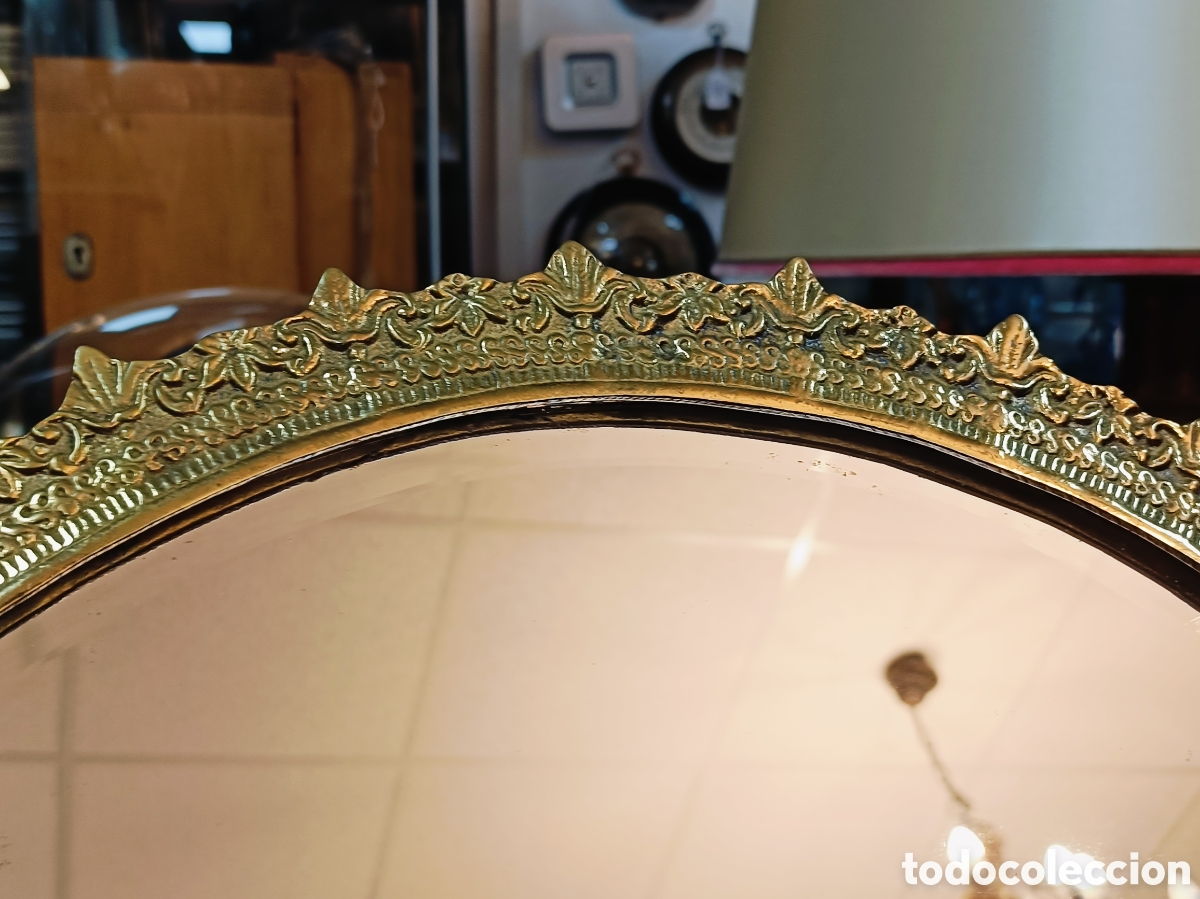 Antig&uuml;edades: ABANICO EN BRONCE CON ESPEJO BISELADO - Foto 5