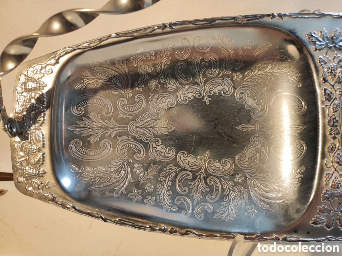 Antig&uuml;edades: Bandeja de metal plateado - Foto 2