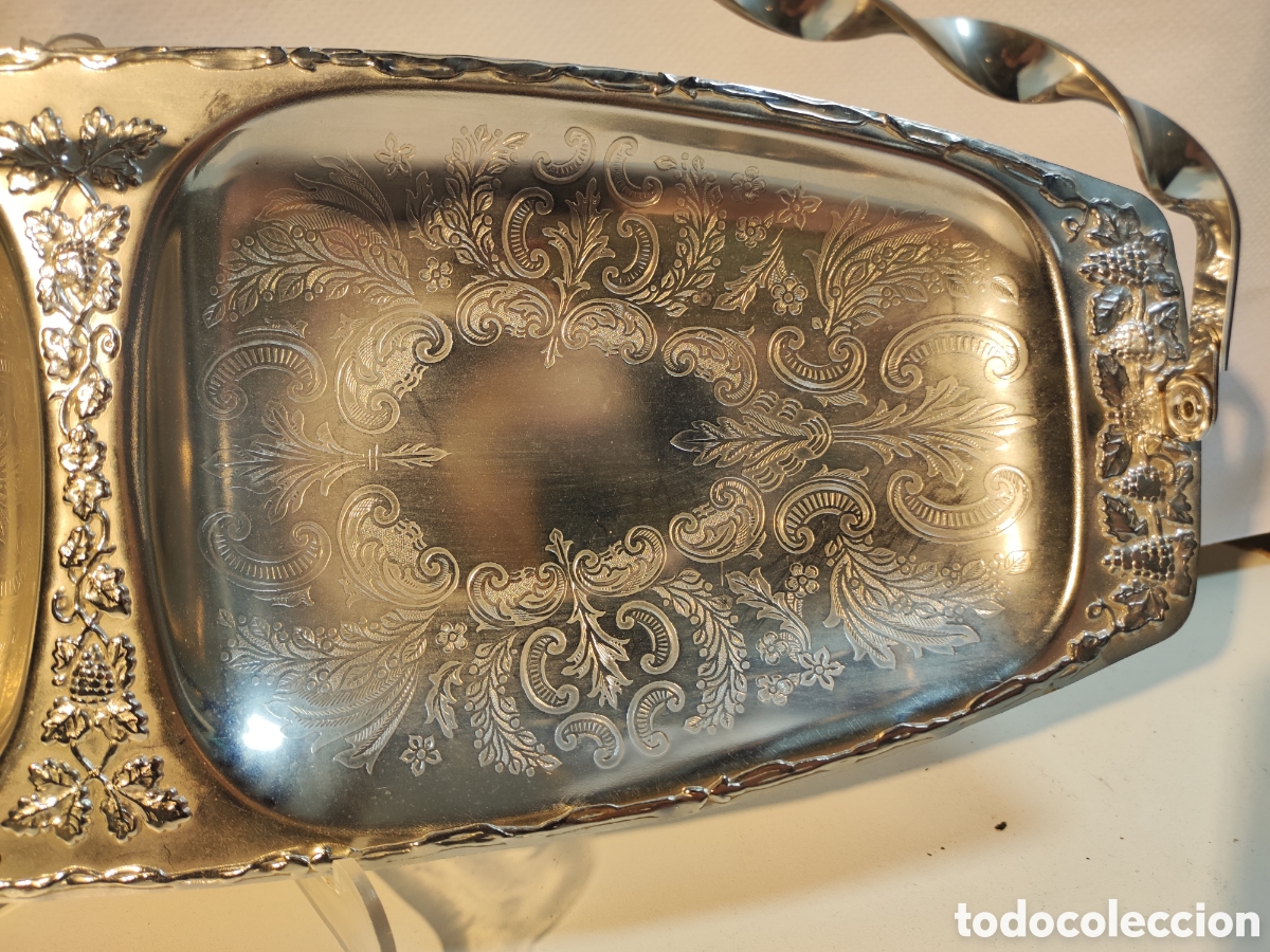 Antig&uuml;edades: Bandeja de metal plateado - Foto 3