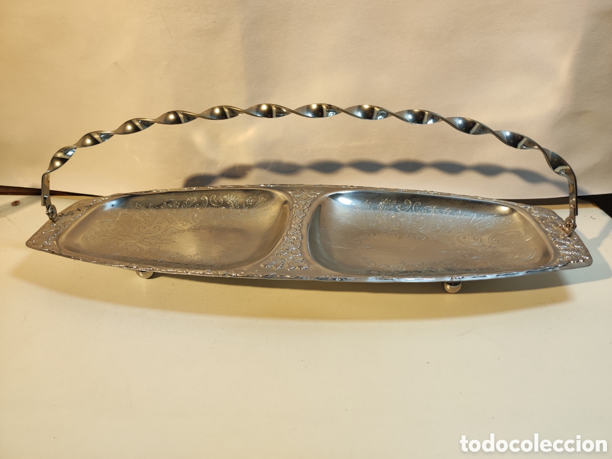 Antig&uuml;edades: Bandeja de metal plateado - Foto 4