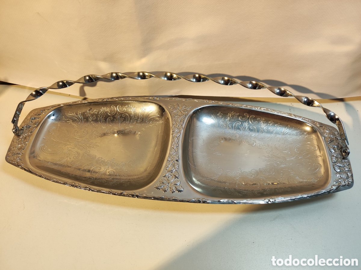 Antig&uuml;edades: Bandeja de metal plateado - Foto 5