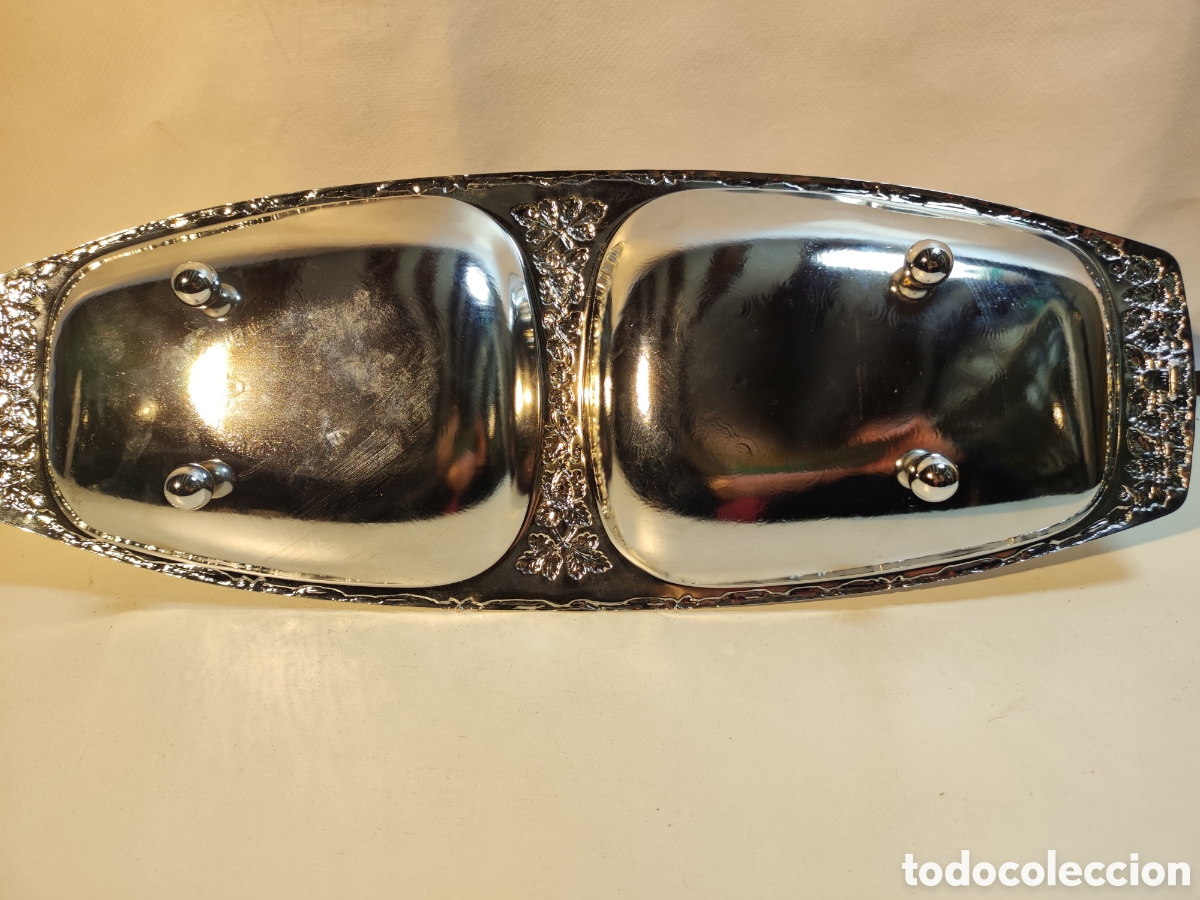Antig&uuml;edades: Bandeja de metal plateado - Foto 6