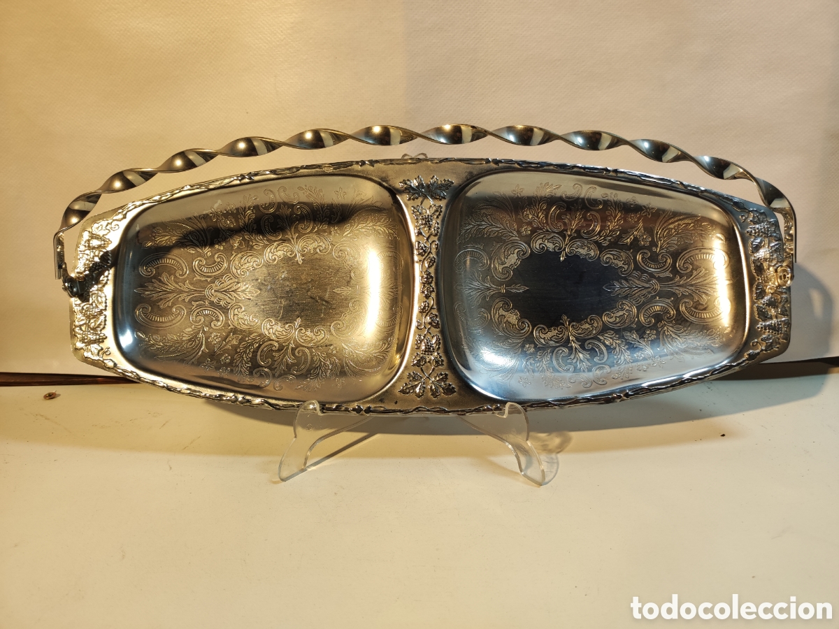 Antig&uuml;edades: Bandeja de metal plateado - Foto 1