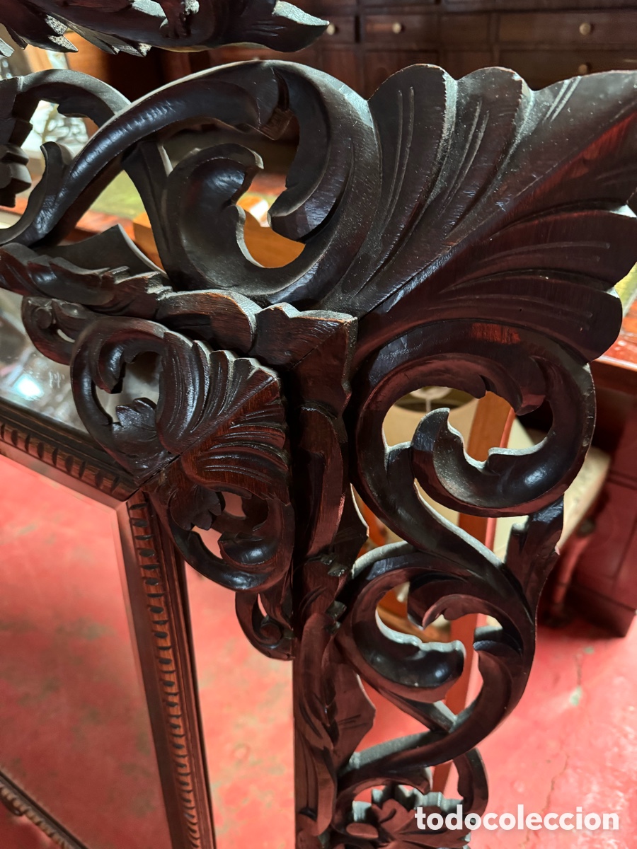 Antig&uuml;edades: Precioso espejo con marco de madera - Foto 3