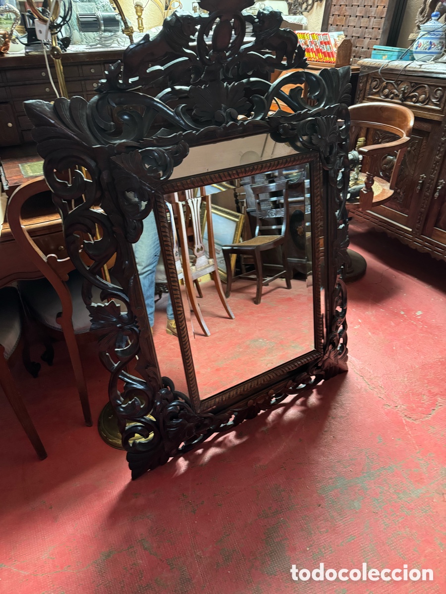 Antig&uuml;edades: Precioso espejo con marco de madera - Foto 4
