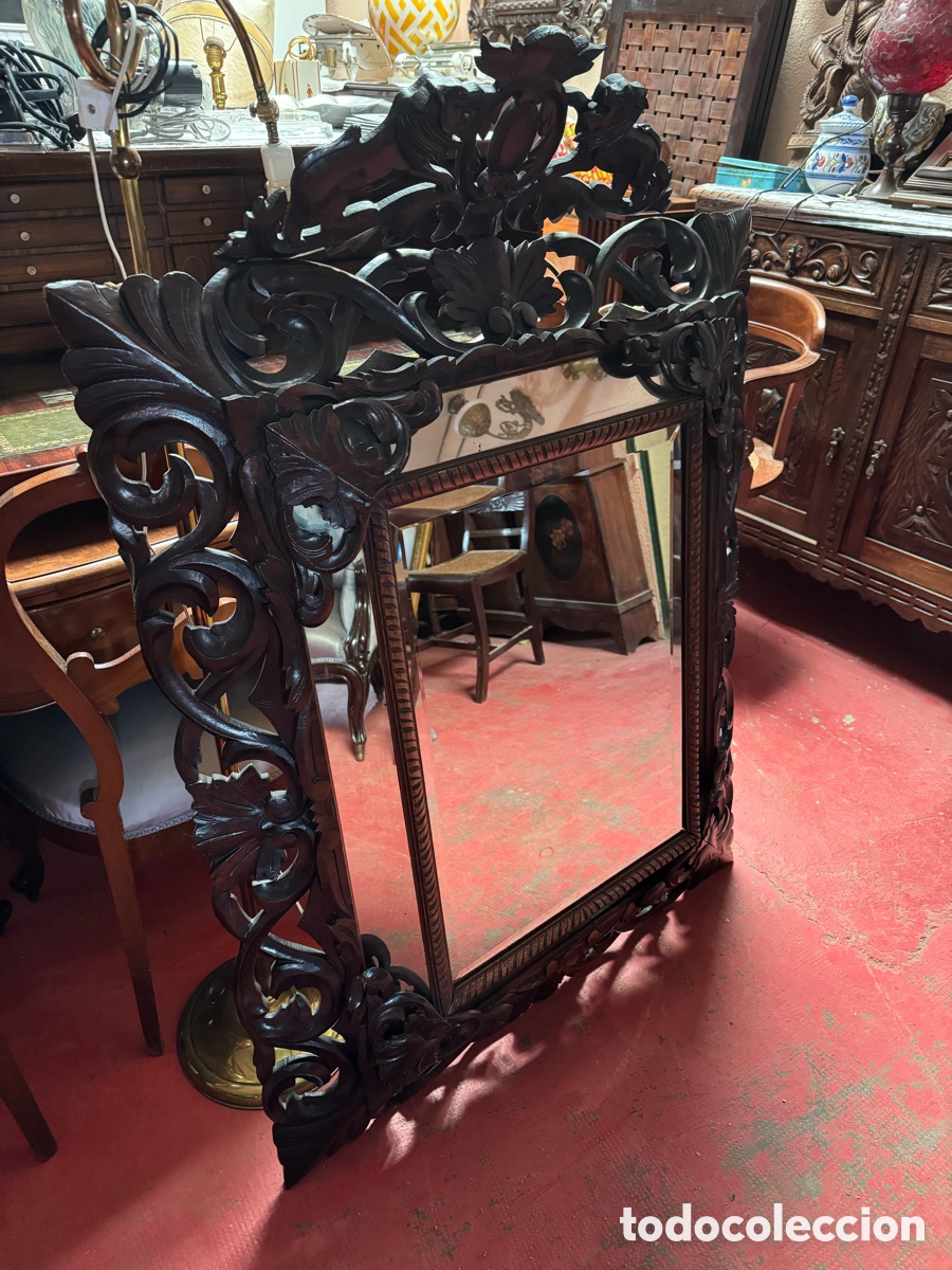 Antig&uuml;edades: Precioso espejo con marco de madera - Foto 1