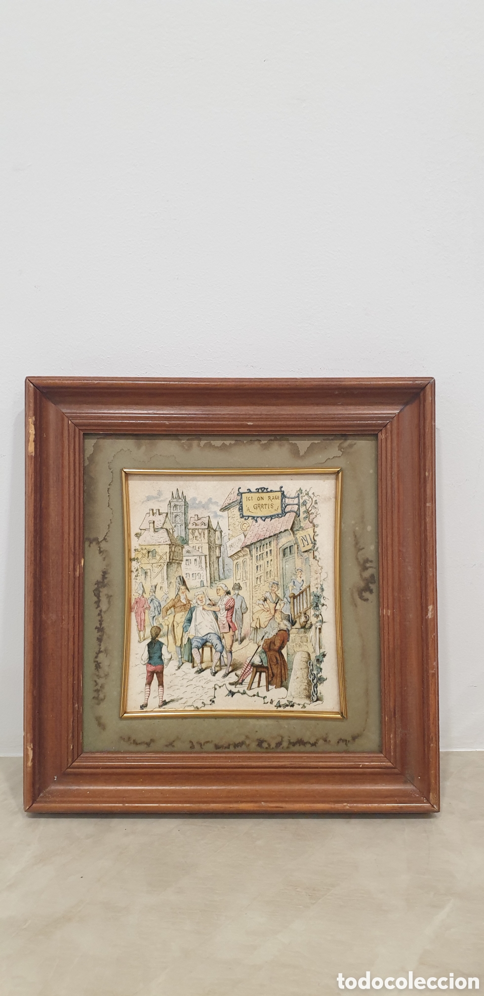 Antig&uuml;edades: Mosaico franc&eacute;s pintado a mano. - Foto 1