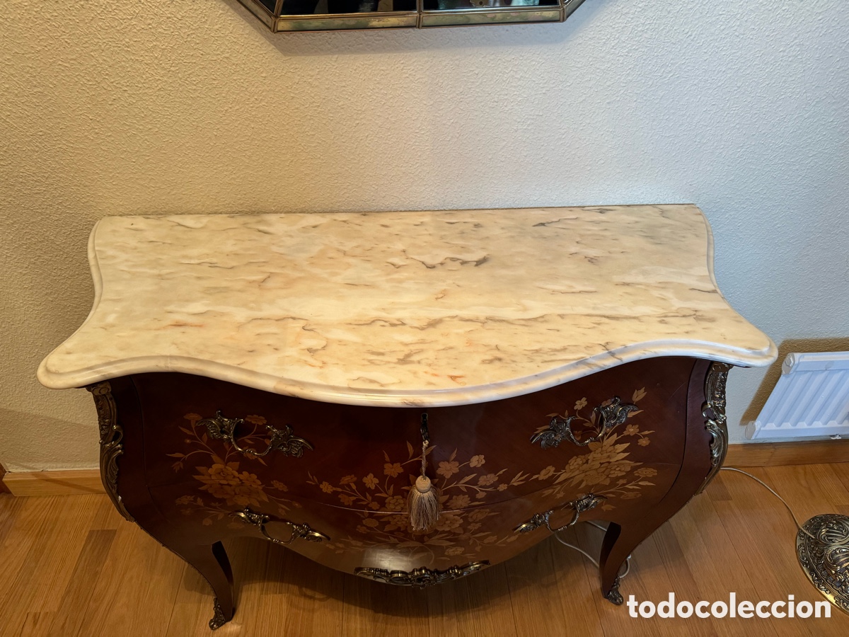 Antig&uuml;edades: C&oacute;moda Luis XV caoba y m&aacute;rmol - Foto 2