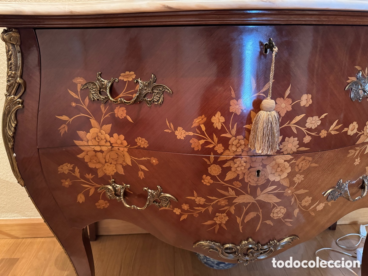 Antig&uuml;edades: C&oacute;moda Luis XV caoba y m&aacute;rmol - Foto 3