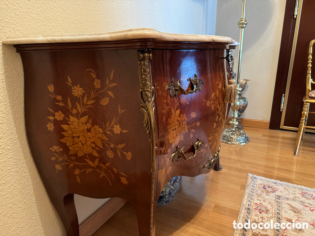 Antig&uuml;edades: C&oacute;moda Luis XV caoba y m&aacute;rmol - Foto 4