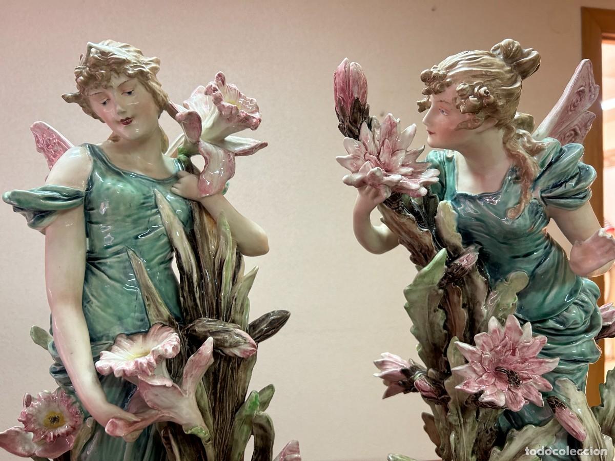 Antig&uuml;edades: D&uacute;o Ninfas de porcelana - Foto 2