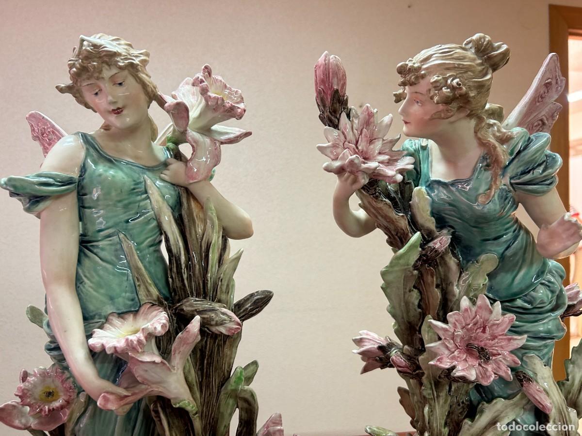Antig&uuml;edades: D&uacute;o Ninfas de porcelana - Foto 3