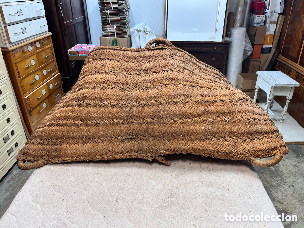 Antig&uuml;edades: Super capazo de esparto - mide en boca ancha 123 cm en recto - Foto 6