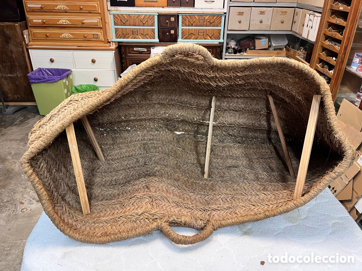 Antig&uuml;edades: Super capazo de esparto - mide en boca ancha 123 cm en recto - Foto 1