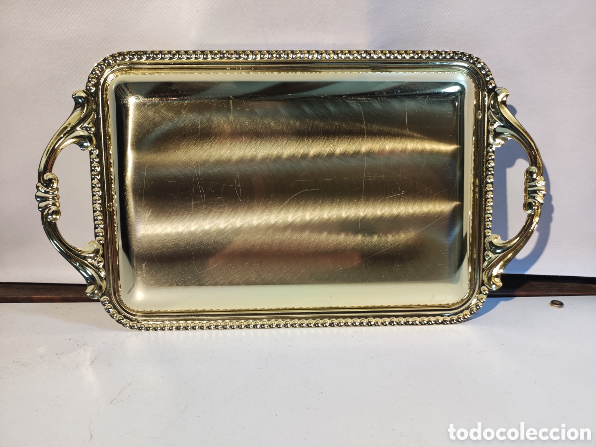 Antig&uuml;edades: Bandeja met&aacute;lica dorada - Foto 4