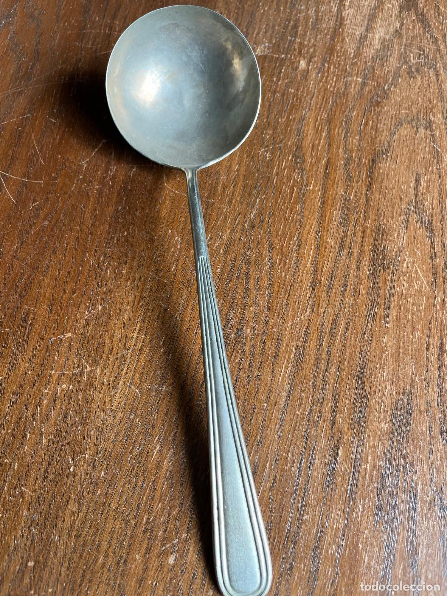 Antig&uuml;edades: ANTIGUO CUCHAR&Oacute;N - CAZO DE ALPACA PLATEADA - Foto 1