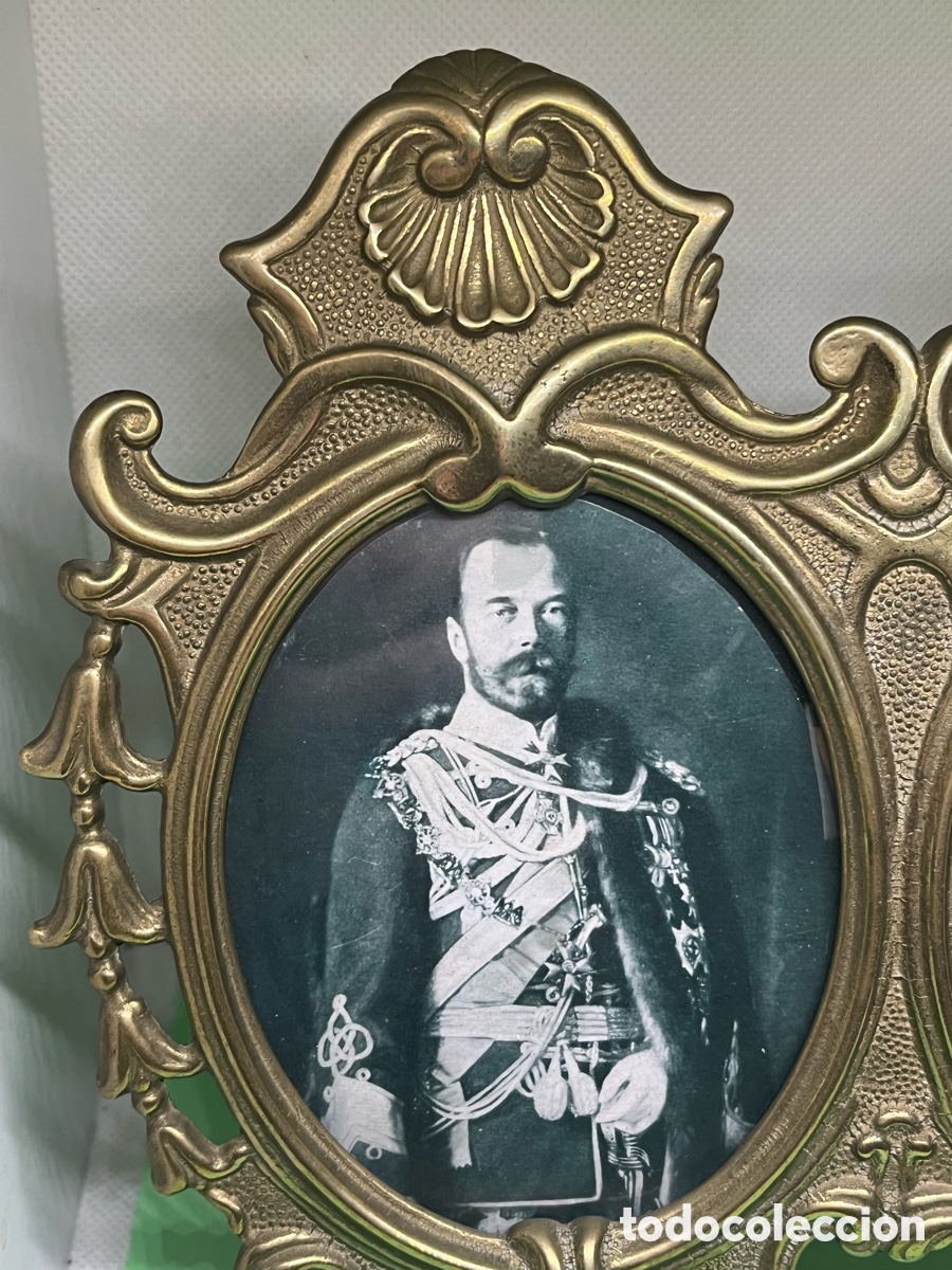 Antig&uuml;edades: PORTARRETRATOS DOBLE DE BRONCE CIRCA 1930 - Foto 2