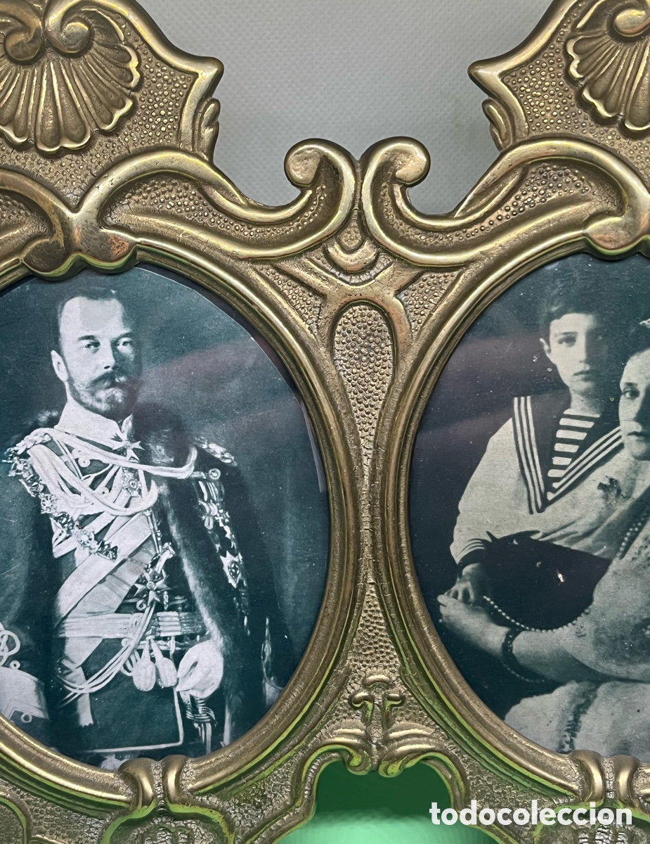 Antig&uuml;edades: PORTARRETRATOS DOBLE DE BRONCE CIRCA 1930 - Foto 4