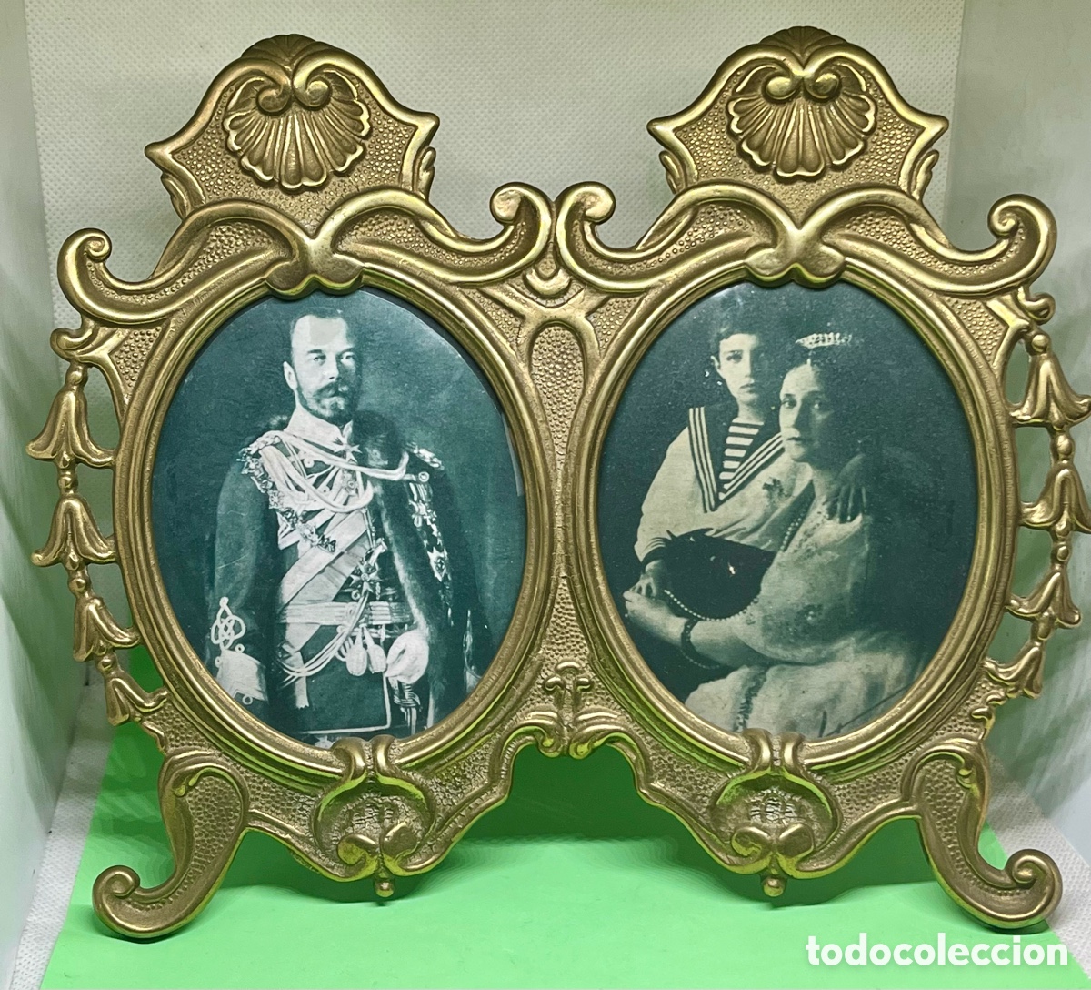 Antig&uuml;edades: PORTARRETRATOS DOBLE DE BRONCE CIRCA 1930 - Foto 7