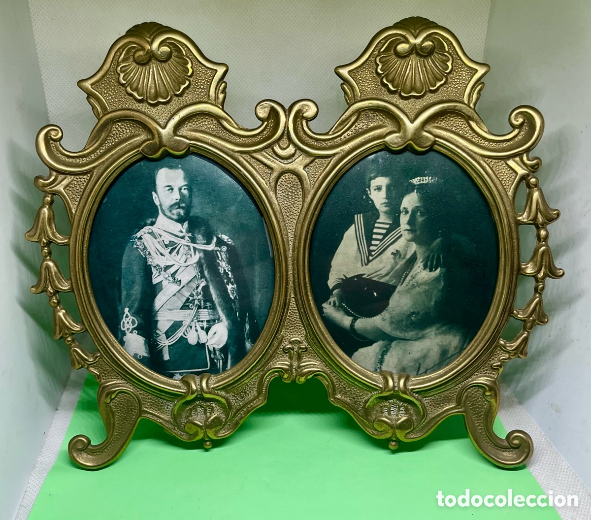 Antig&uuml;edades: PORTARRETRATOS DOBLE DE BRONCE CIRCA 1930 - Foto 9