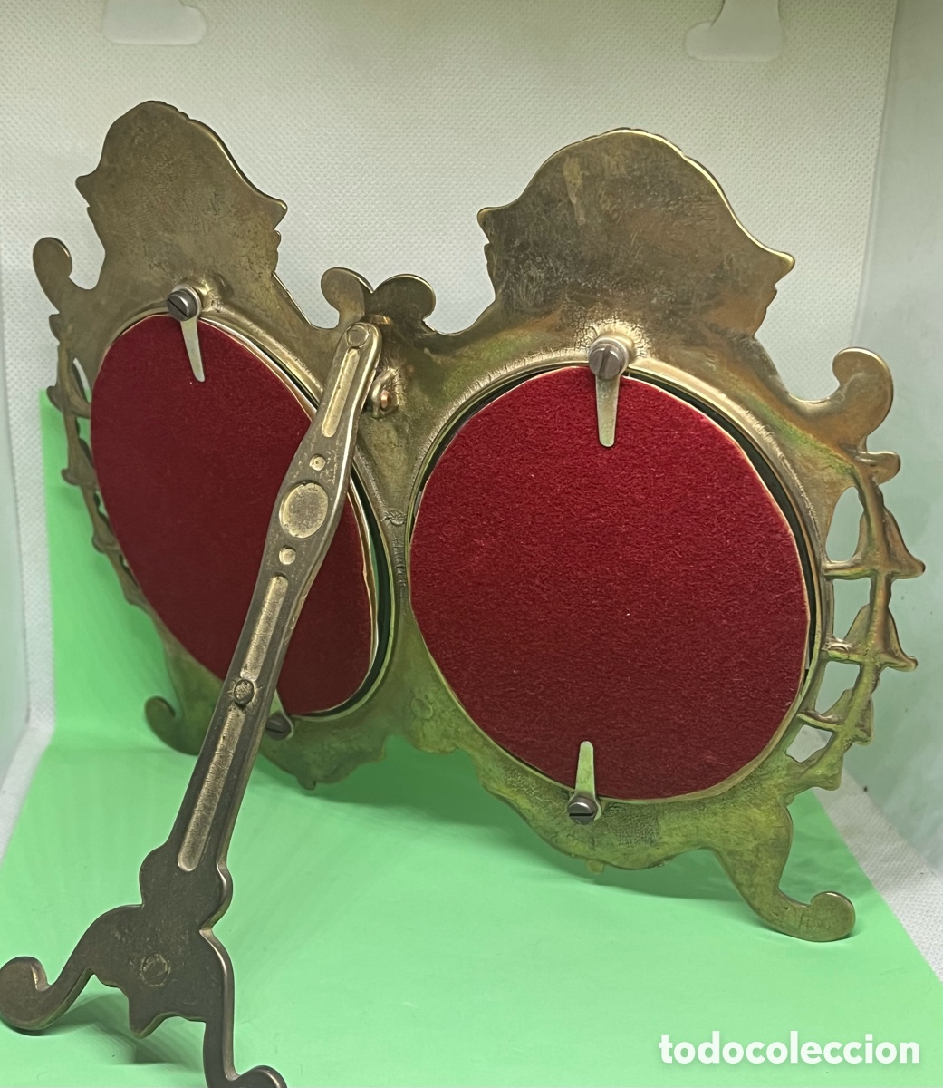 Antig&uuml;edades: PORTARRETRATOS DOBLE DE BRONCE CIRCA 1930 - Foto 10