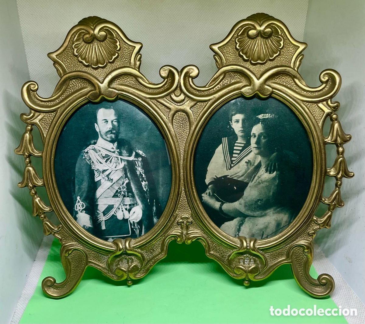 Antig&uuml;edades: PORTARRETRATOS DOBLE DE BRONCE CIRCA 1930 - Foto 1