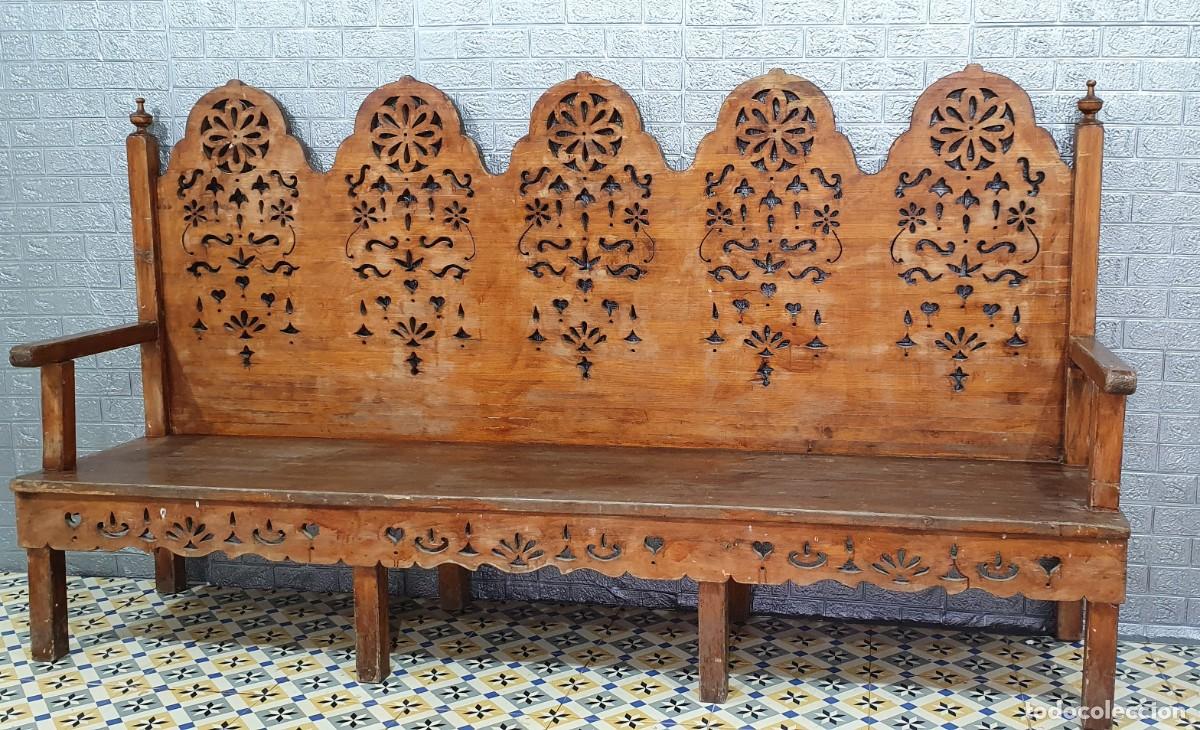 Antig&uuml;edades: Esca&ntilde;o banca de madera - Foto 1