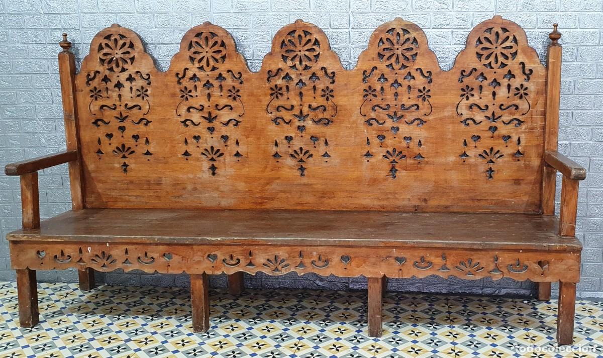 Antig&uuml;edades: Esca&ntilde;o banca de madera - Foto 2