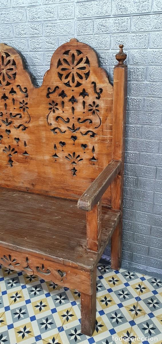Antig&uuml;edades: Esca&ntilde;o banca de madera - Foto 3