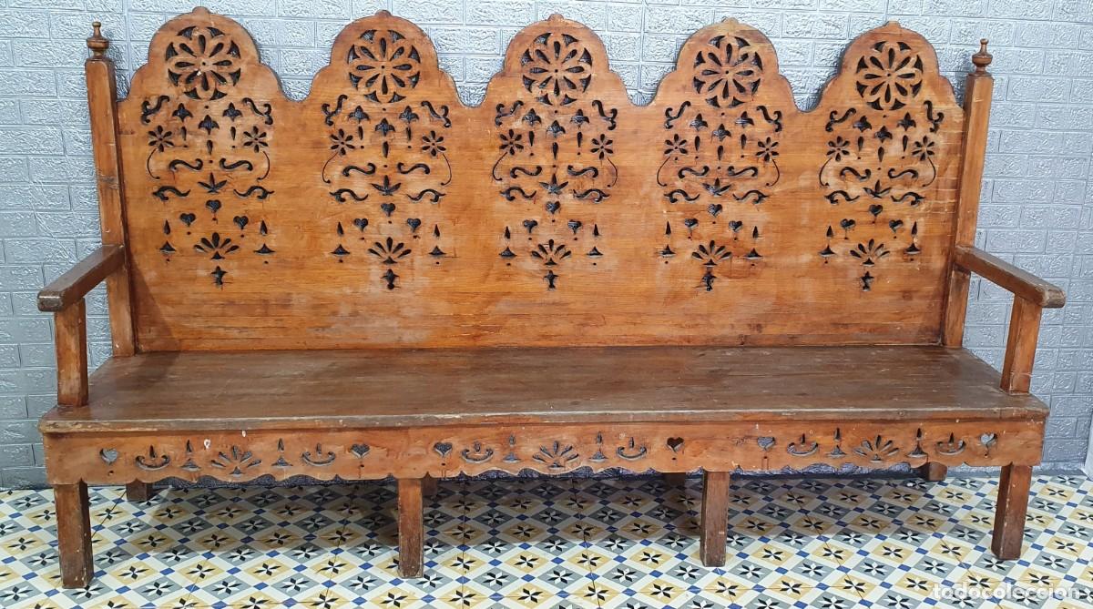 Antig&uuml;edades: Esca&ntilde;o banca de madera - Foto 8