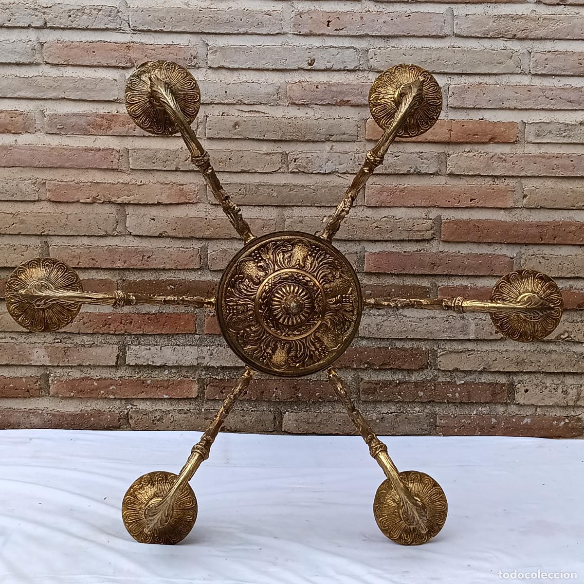 Antig&uuml;edades: LAMPARA EN BRONCE DE 6 BRAZOS. - Foto 10