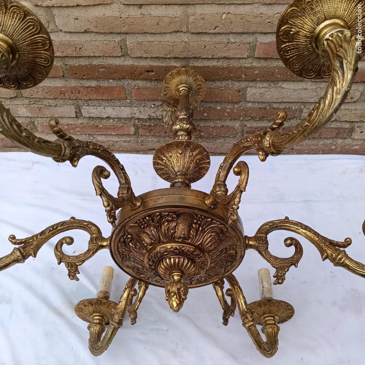 Antig&uuml;edades: LAMPARA EN BRONCE DE 6 BRAZOS. - Foto 11