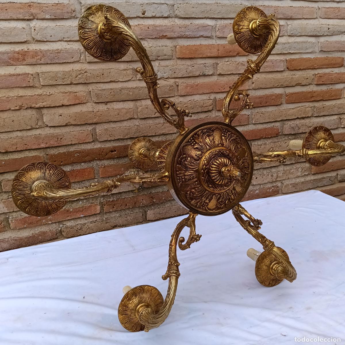 Antig&uuml;edades: LAMPARA EN BRONCE DE 6 BRAZOS. - Foto 12
