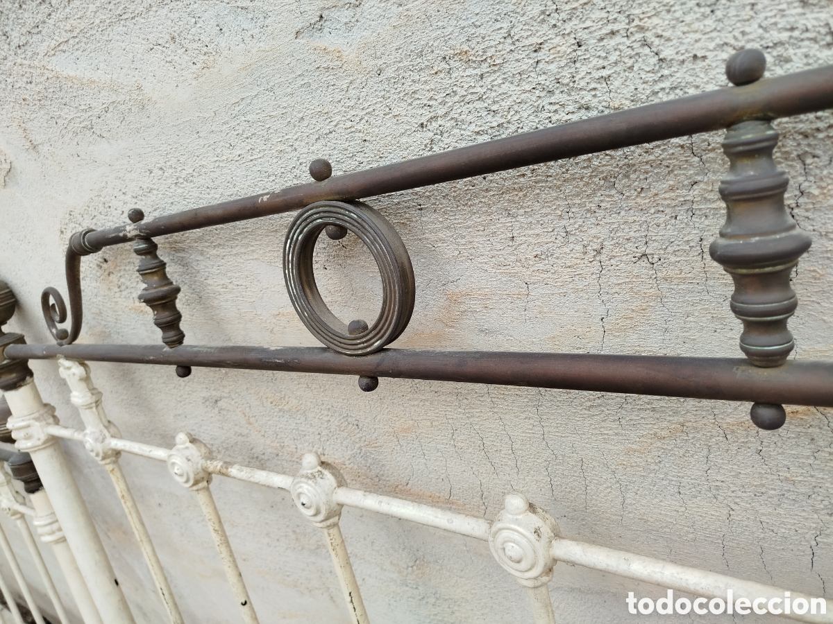 Antig&uuml;edades: Cama antigua de hierro y cobre - Foto 5