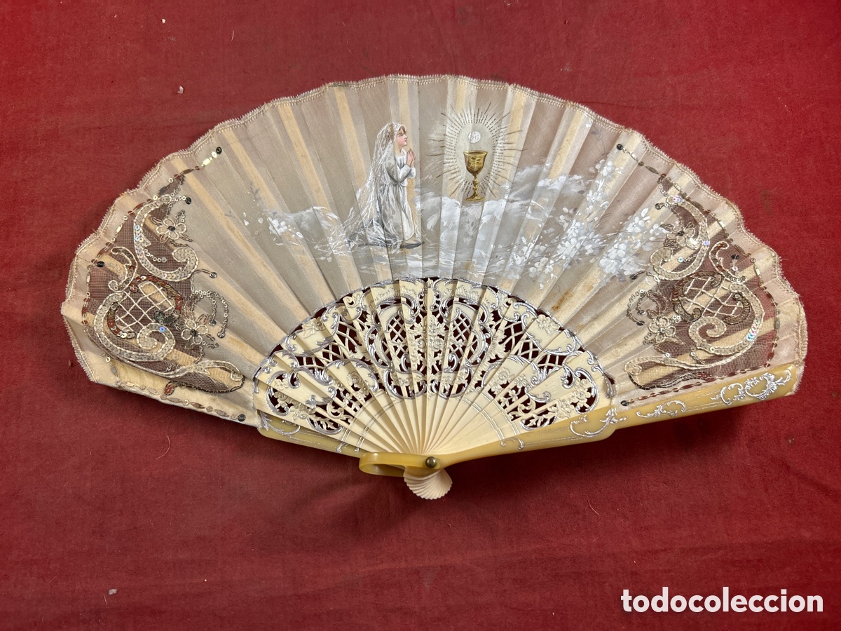 Antig&uuml;edades: ANTIGUO ABANICO MODERNISTA COMUNI&Oacute;N - Foto 1