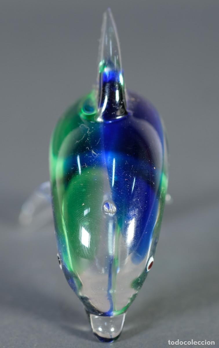 Antig&uuml;edades: Figura de delf&iacute;n en cristal de Murano - Foto 3