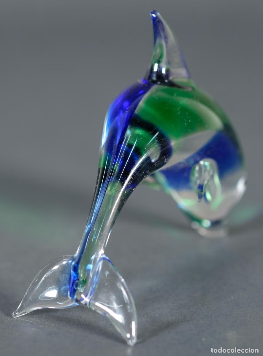Antig&uuml;edades: Figura de delf&iacute;n en cristal de Murano - Foto 4