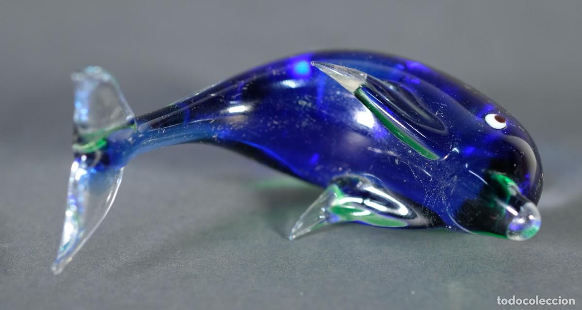 Antig&uuml;edades: Figura de delf&iacute;n en cristal de Murano - Foto 5