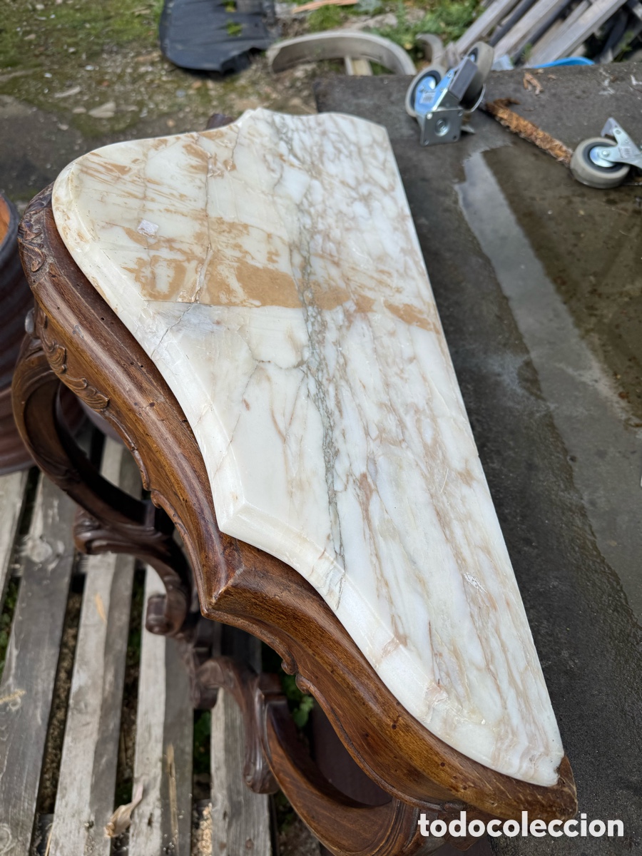 Antig&uuml;edades: Consola en madera con tapa de m&aacute;rmol - Foto 8