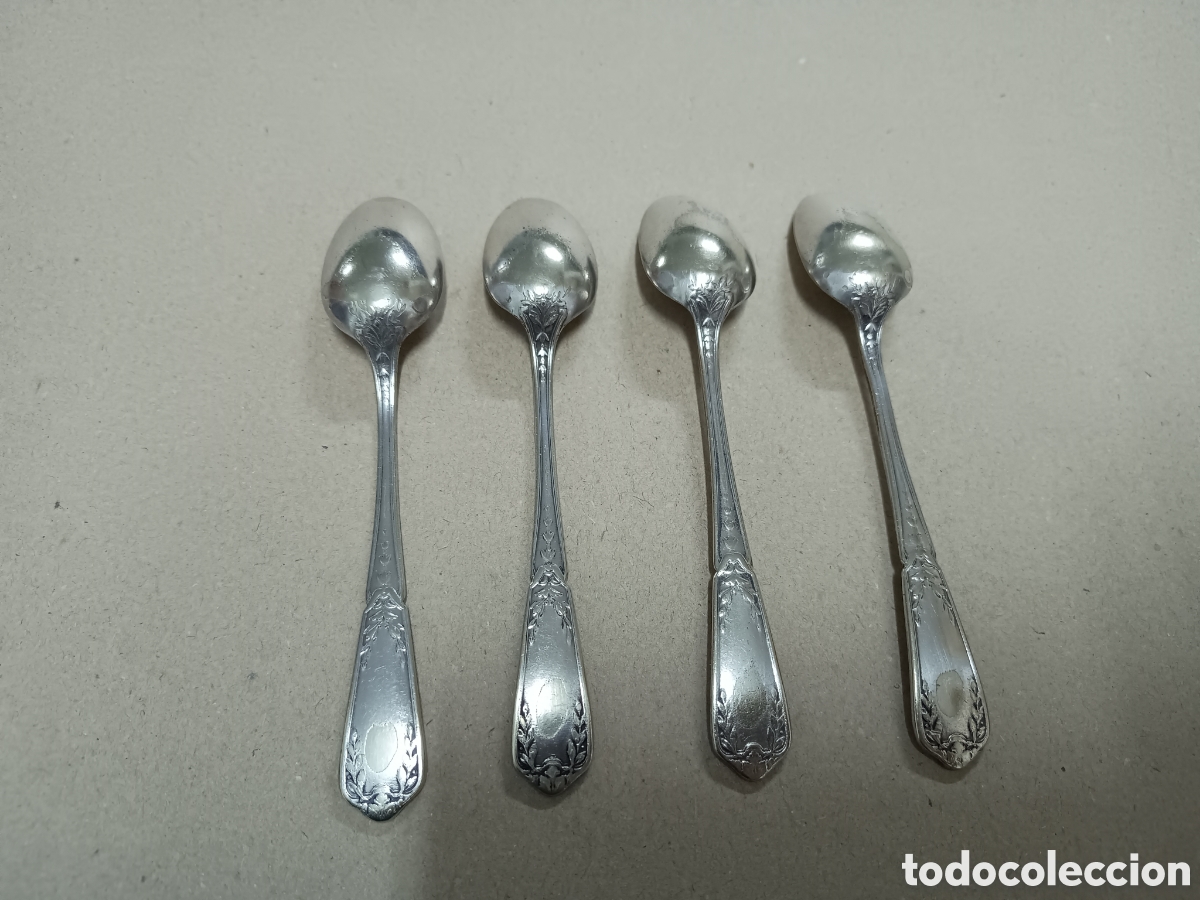 Antig&uuml;edades: 4 CUCHARILLAS PLATEADAS - CON SELLOS - Foto 3