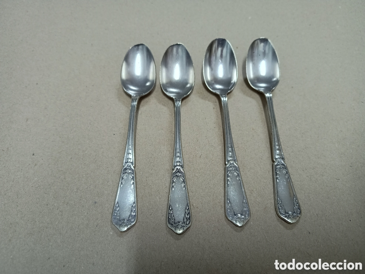 Antig&uuml;edades: 4 CUCHARILLAS PLATEADAS - CON SELLOS - Foto 1