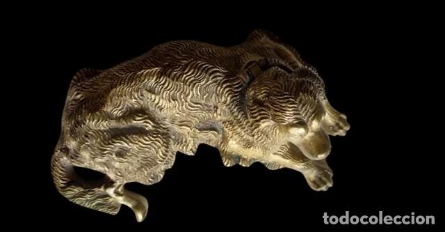 Antig&uuml;edades: Tintero Bronce Art Deco Perro - Foto 2