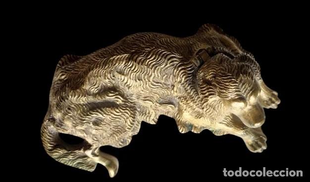 Antig&uuml;edades: Tintero Bronce Art Deco Perro - Foto 3