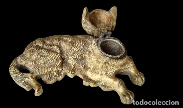 Antig&uuml;edades: Tintero Bronce Art Deco Perro - Foto 4