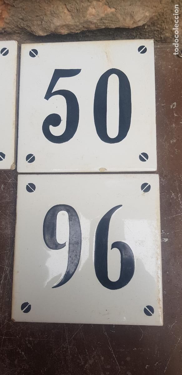 Antig&uuml;edades: 3 NUMEROS DE CASA AZULEJO 15X15CM - Foto 2